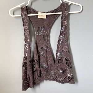 UO Embroidered Purple Vest